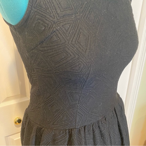 Black Stretchy Modern Drop-Waist Skater Dress with pockets Size Medium - Picture 8 of 13